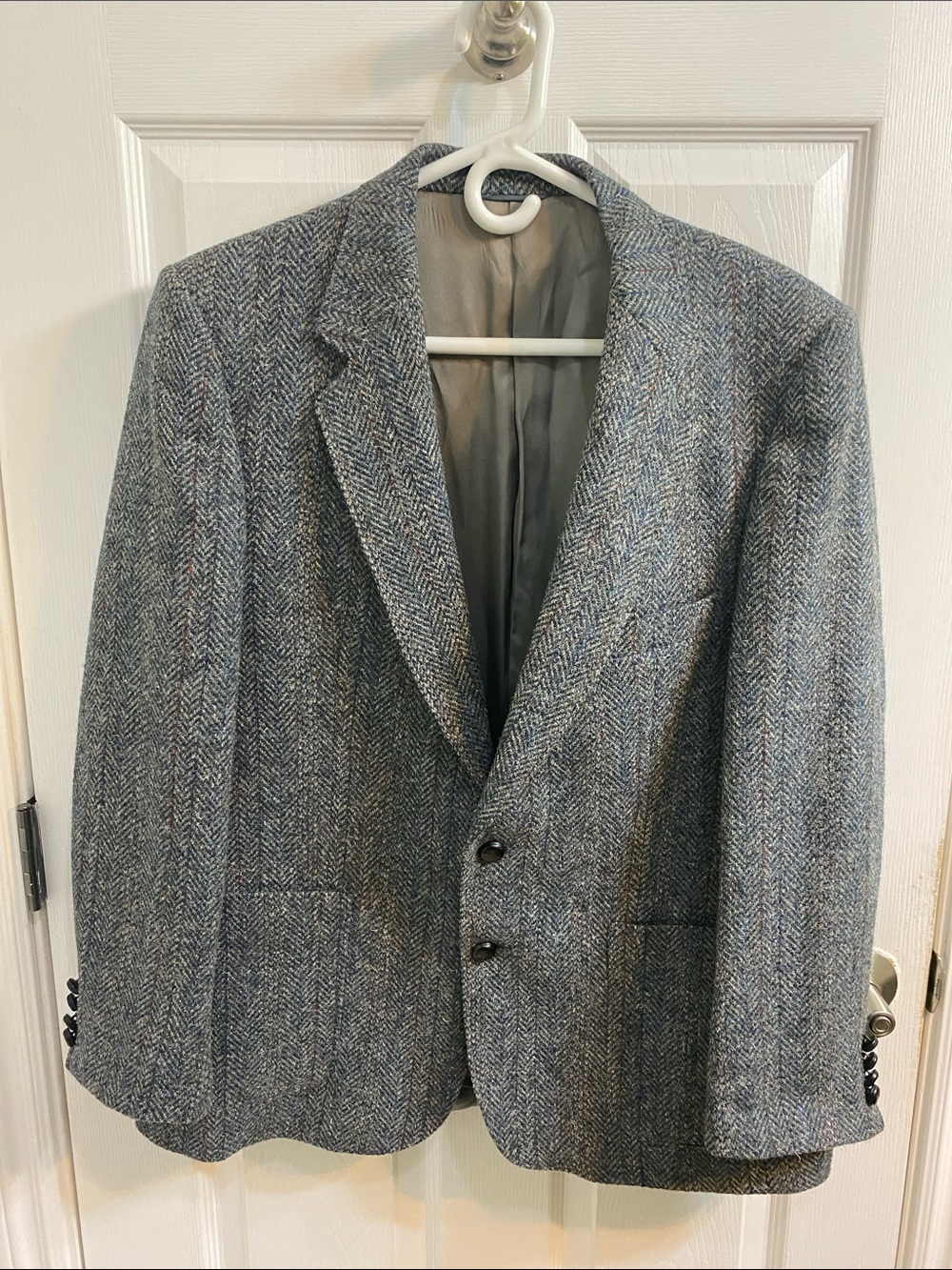 Shetland Clothes Harris Tweed Vintage Grey Blue Herringbone Blazer Men’s Size 40
